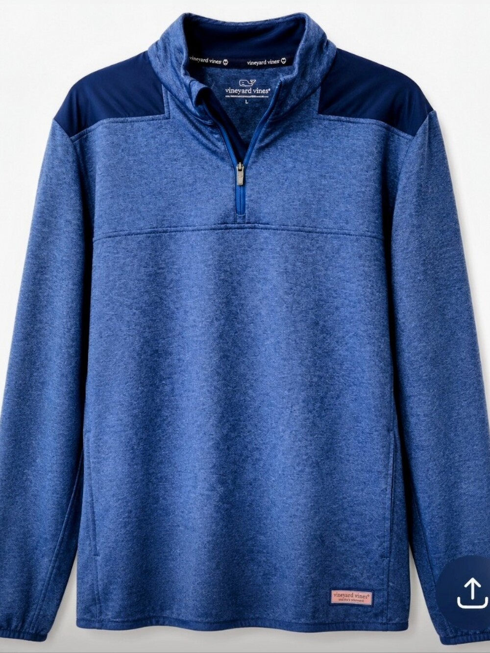 Vineyard Vines Navy Heather Pullover with Logo Patch
